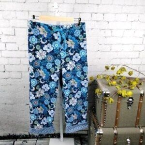 Vera Bradley Floral Corduroy Lounge Pants Blue Small